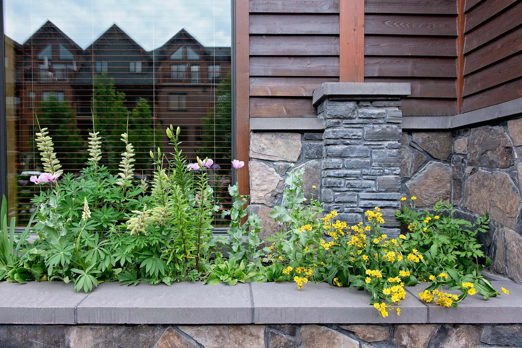 Detailed stonework and landscaping at Origin